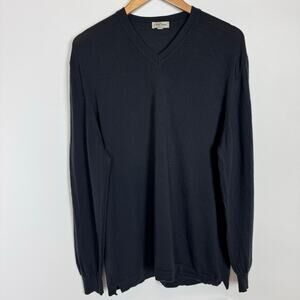 GRAN SASSO Virgin Wool V-Neck Men's Sweater Dark Gray Size EU 54/XL